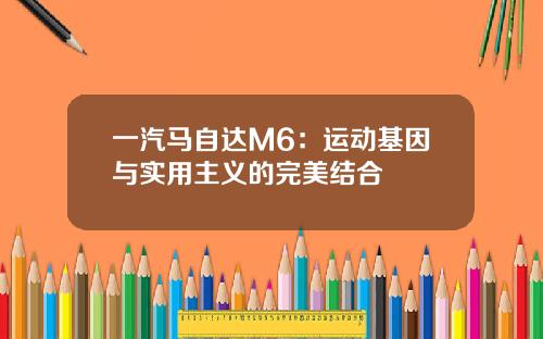 一汽马自达M6：运动基因与实用主义的完美结合