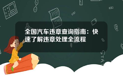 全国汽车违章查询指南：快速了解违章处理全流程