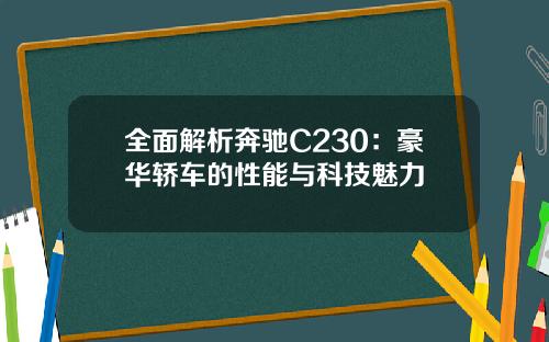 全面解析奔驰C230：豪华轿车的性能与科技魅力
