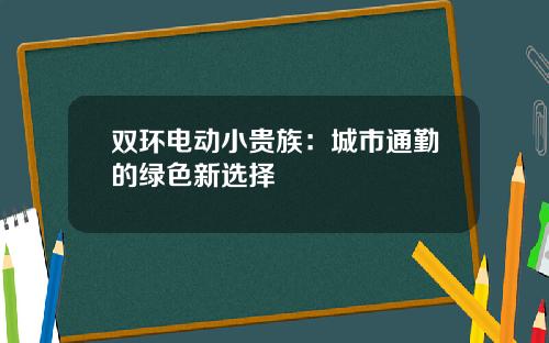双环电动小贵族：城市通勤的绿色新选择