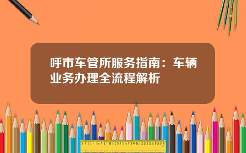 呼市车管所服务指南：车辆业务办理全流程解析