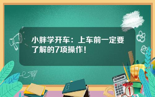 小胖学开车：上车前一定要了解的7项操作！