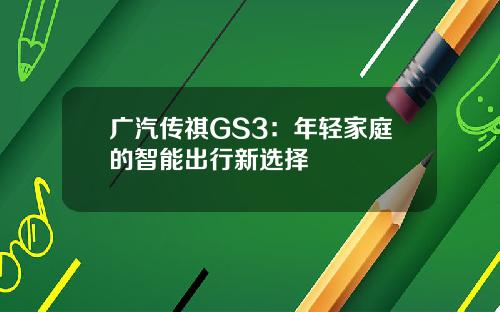 广汽传祺GS3：年轻家庭的智能出行新选择