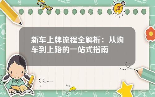 新车上牌流程全解析：从购车到上路的一站式指南