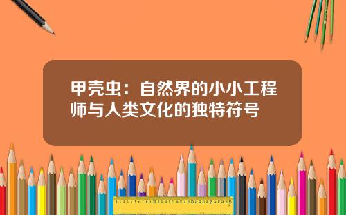 甲壳虫：自然界的小小工程师与人类文化的独特符号