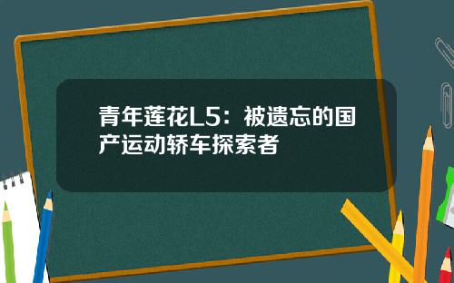 青年莲花L5：被遗忘的国产运动轿车探索者