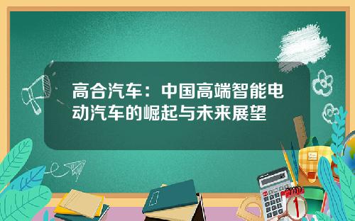 高合汽车：中国高端智能电动汽车的崛起与未来展望