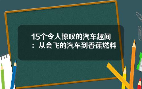 15个令人惊叹的汽车趣闻：从会飞的汽车到香蕉燃料