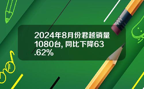 2024年8月份君越销量1080台, 同比下降63.62%