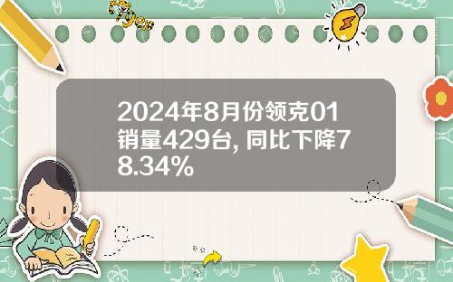 2024年8月份领克01销量429台, 同比下降78.34%