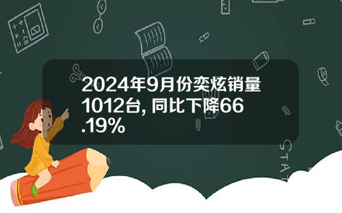 2024年9月份奕炫销量1012台, 同比下降66.19%