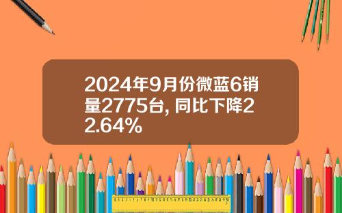 2024年9月份微蓝6销量2775台, 同比下降22.64%