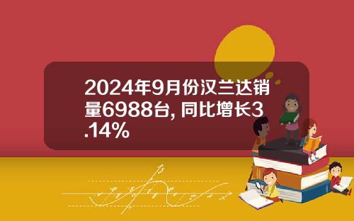 2024年9月份汉兰达销量6988台, 同比增长3.14%